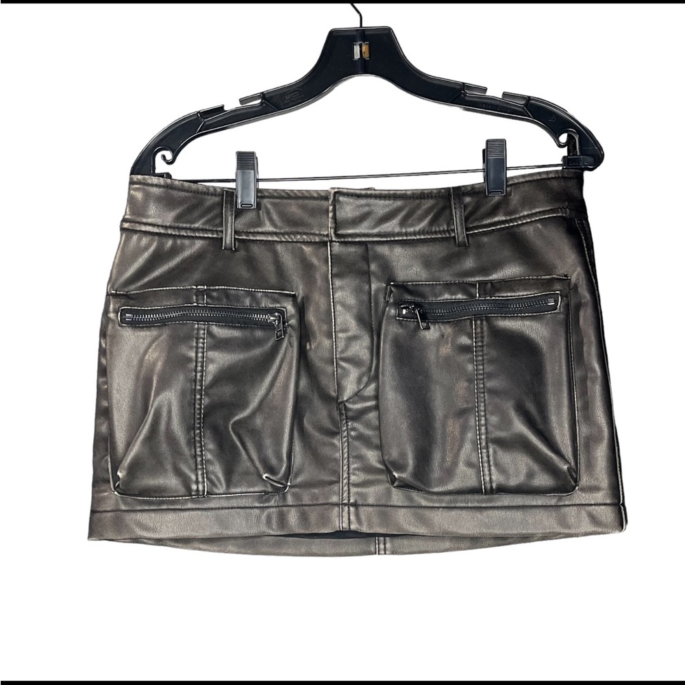 Zara faux leather dark brown mini skirt